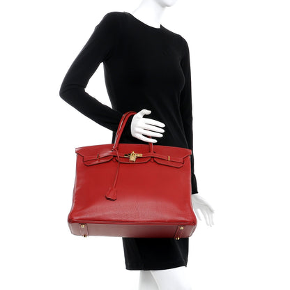 Hermes Taurillon Clemence Birkin 40 Rouge Casaque 2 of 46