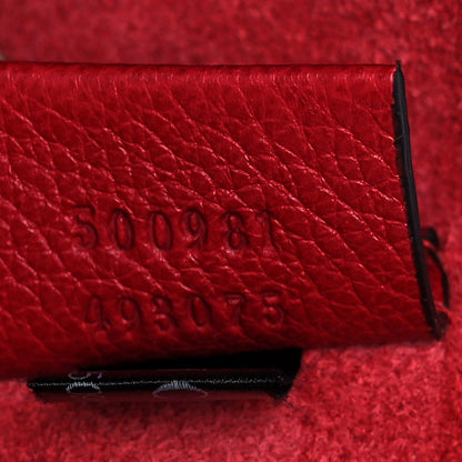 Gucci Pebbled Calfskin Medium Logo Portfolio Clutch Hibiscus Red 7 of 13