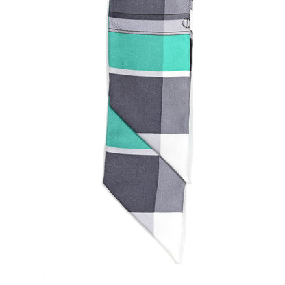 Hermes Silk Mors Et Gourmettes Vichy Twilly Anthracite Menthol White 2 of 4