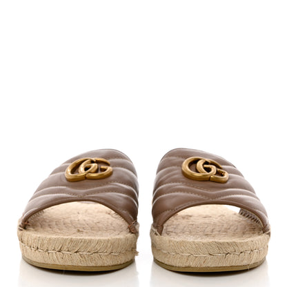 Gucci Nappa Matelasse GG Marmont Espadrille Slide Sandals 40 Porcelain Rose 2 of 11