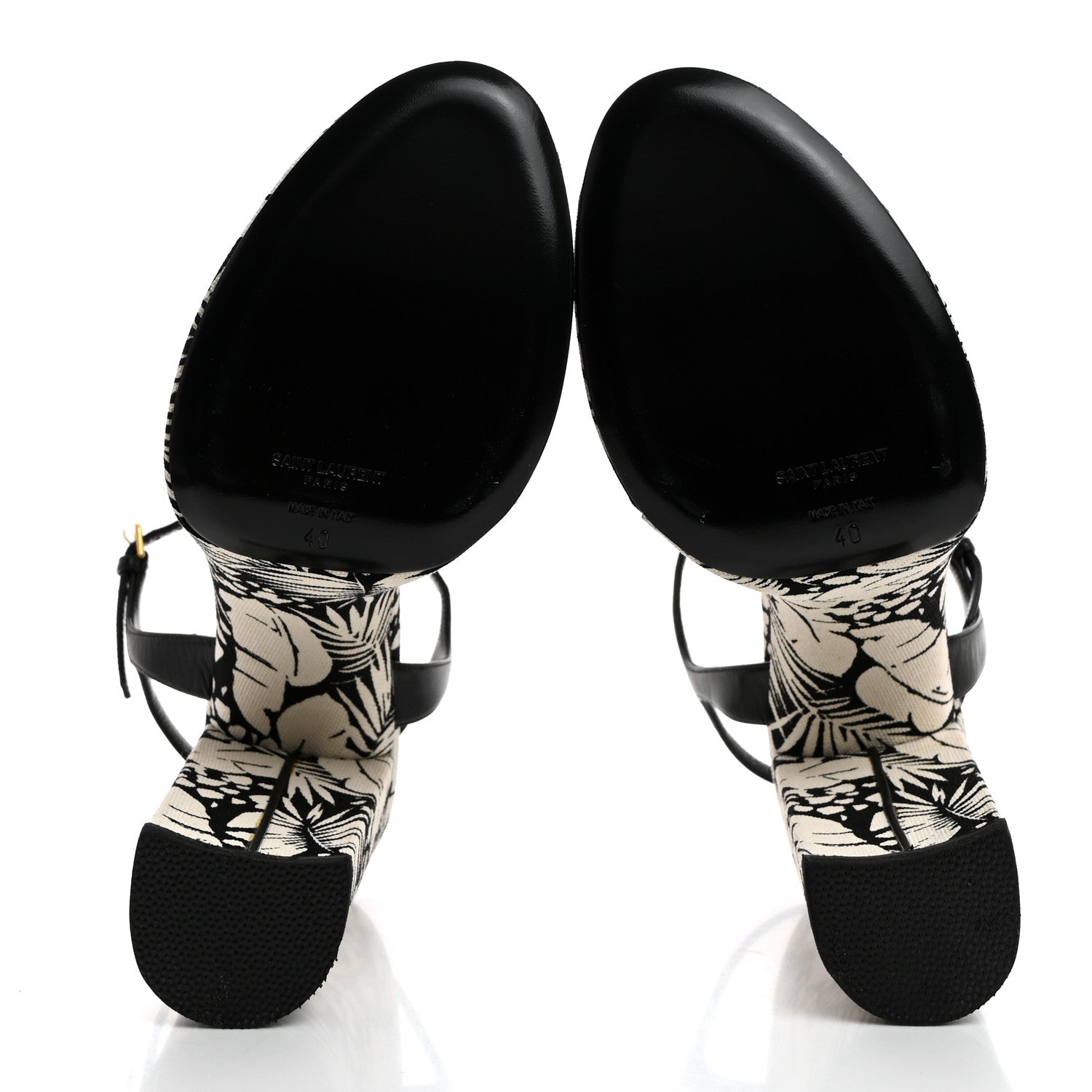 Saint Laurent Canvas Floral Bianca 125 Platform Sandals 40 Black White 5 of 8