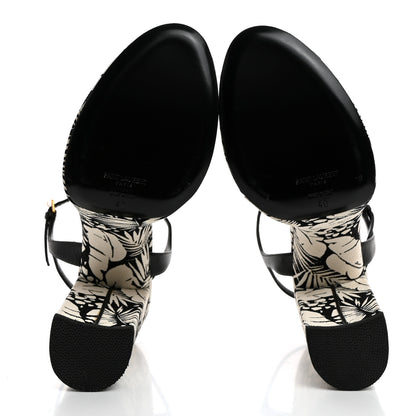 Saint Laurent Canvas Floral Bianca 125 Platform Sandals 40 Black White 5 of 8