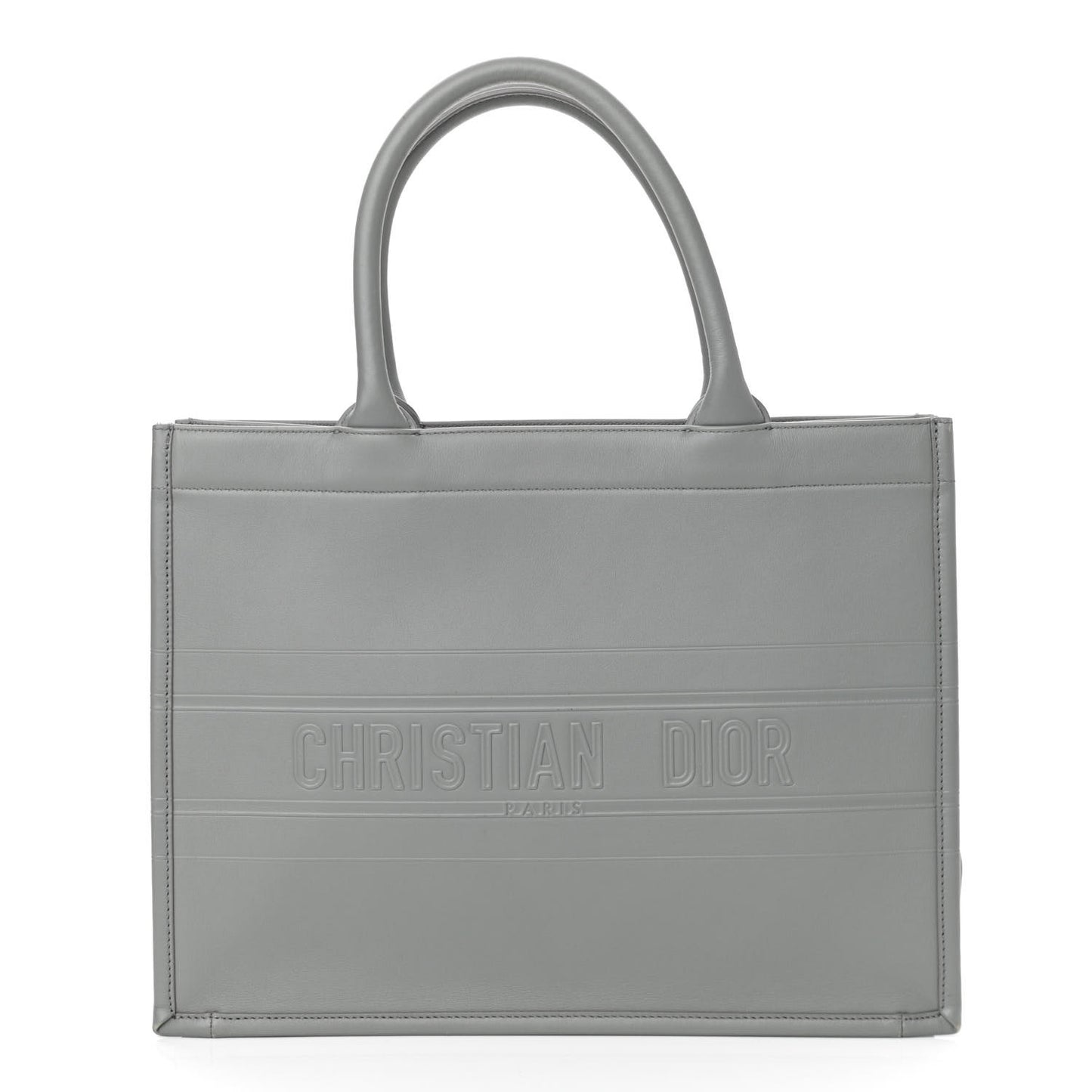 Calfskin Embossed Medium Book Tote Grey