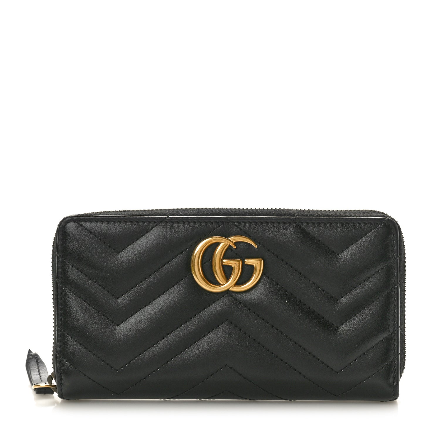 Calfskin Matelasse GG Marmont Zip Around Wallet Black
