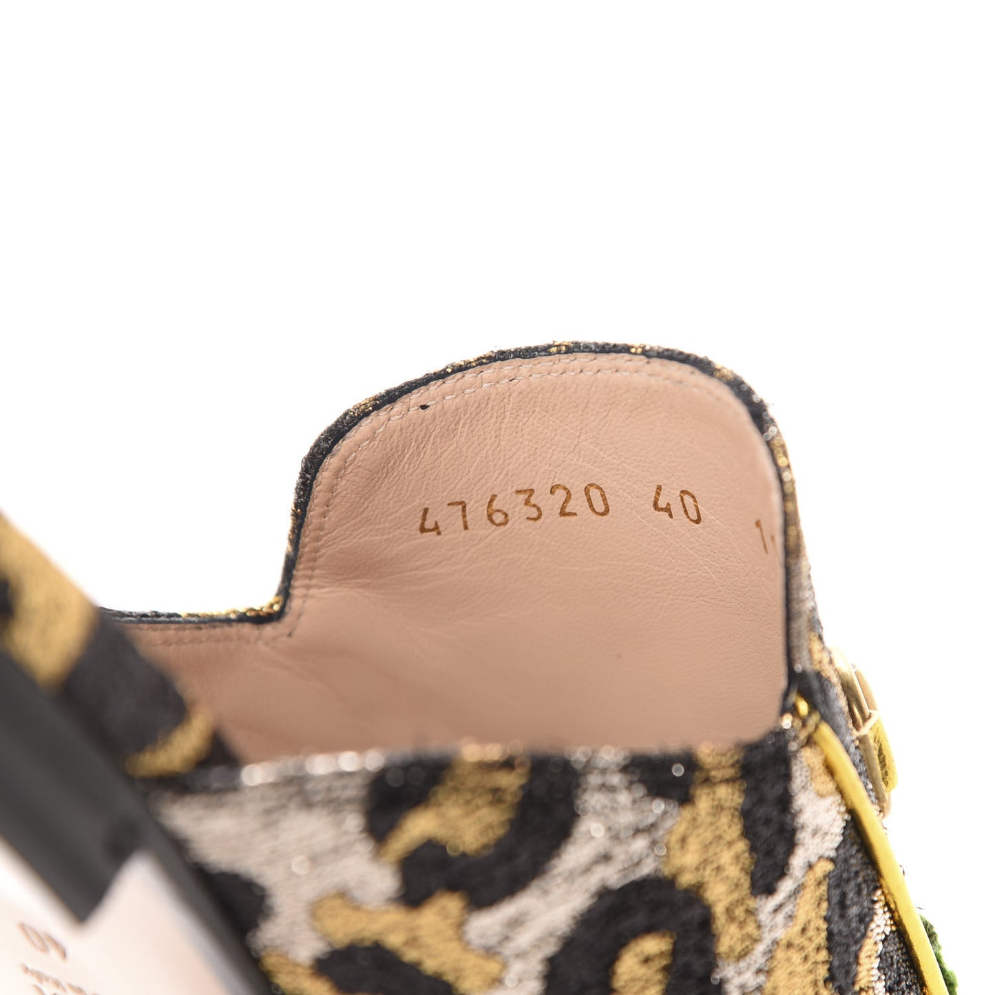 Lurex Jacquard Leopard Embroidered Princetown Slippers 40 Black Gold