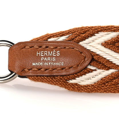 Hermes Toile Swift 25mm Sangle ZigZag Shoulder Strap Gold White 5 of 6