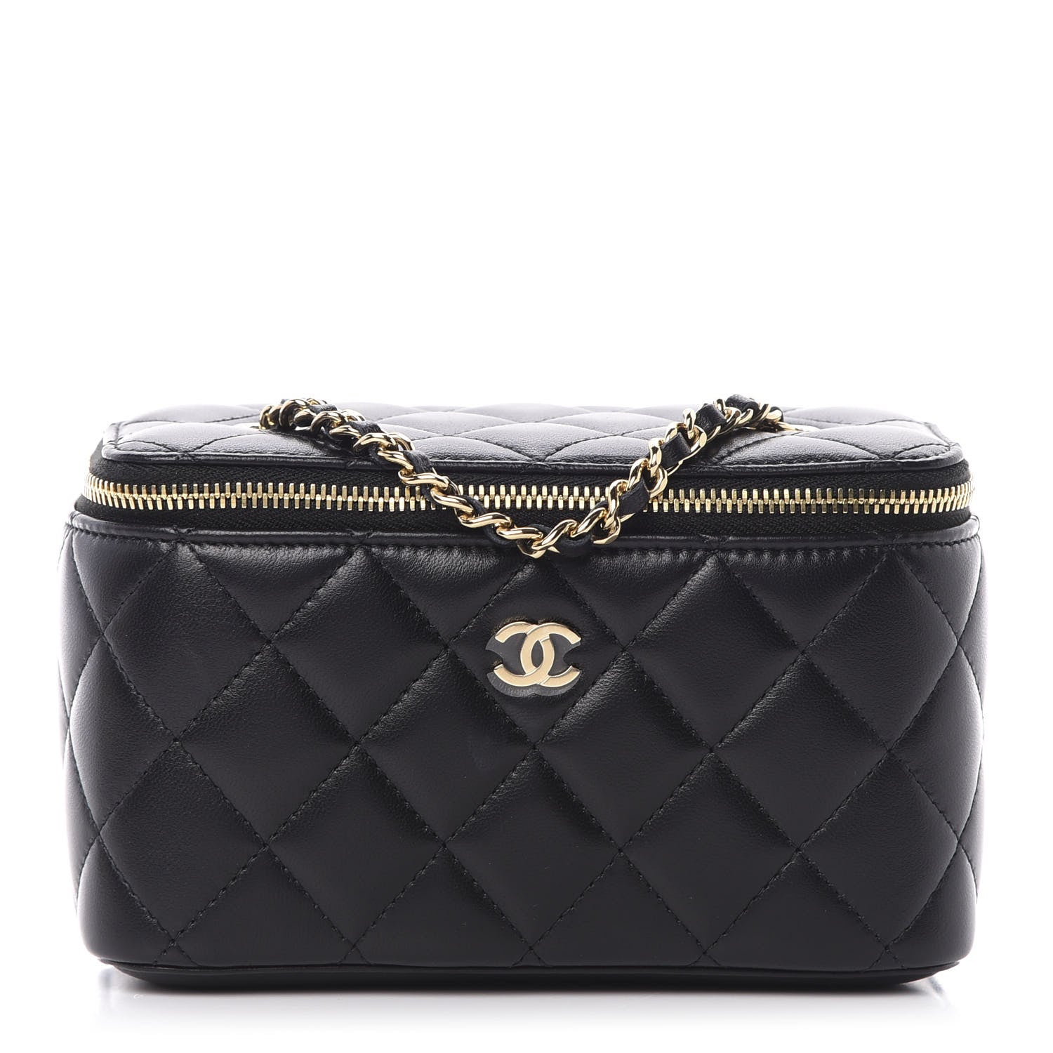 Chanel Lambskin Quilted Small Vanity Case With Chain Black 1 of 11