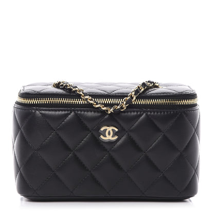 Chanel Lambskin Quilted Small Vanity Case With Chain Black 1 of 11
