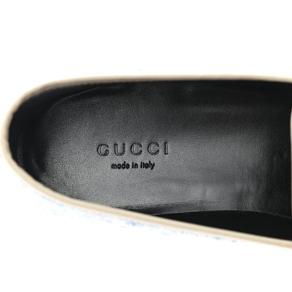 Gucci Wool Tweed Horsebit Womens Jordaan Loafers 38 Light Blue White Mystic White 7 of 9