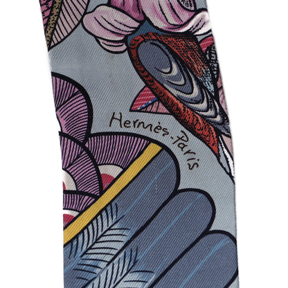 Hermes Silk Tree Of Song Twilly Bleu Pale Rose Blue Jean 3 of 4