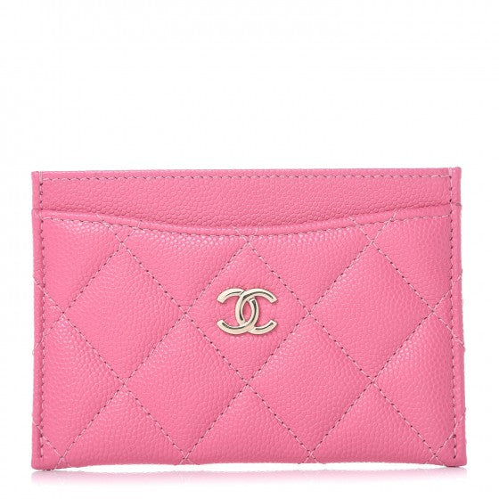 Chanel Caviar Quilted Card Holder Pink 1 of 9
