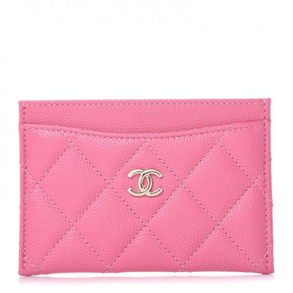 Chanel Caviar Quilted Card Holder Pink 1 of 9