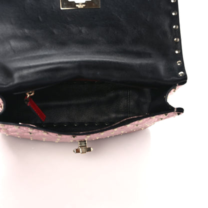 Valentino Garavani Metallic Wrinkled Lambskin Medium Rockstud Spike Shoulder Bag Lipstick 5 of 8