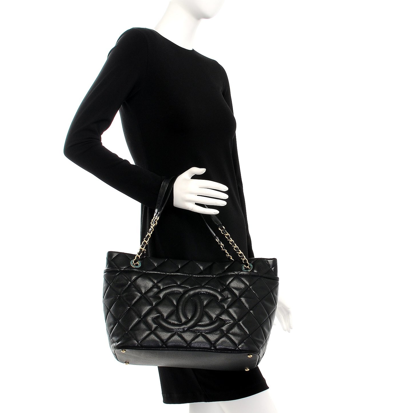 Caviar Quilted Timeless CC Soft Tote Black