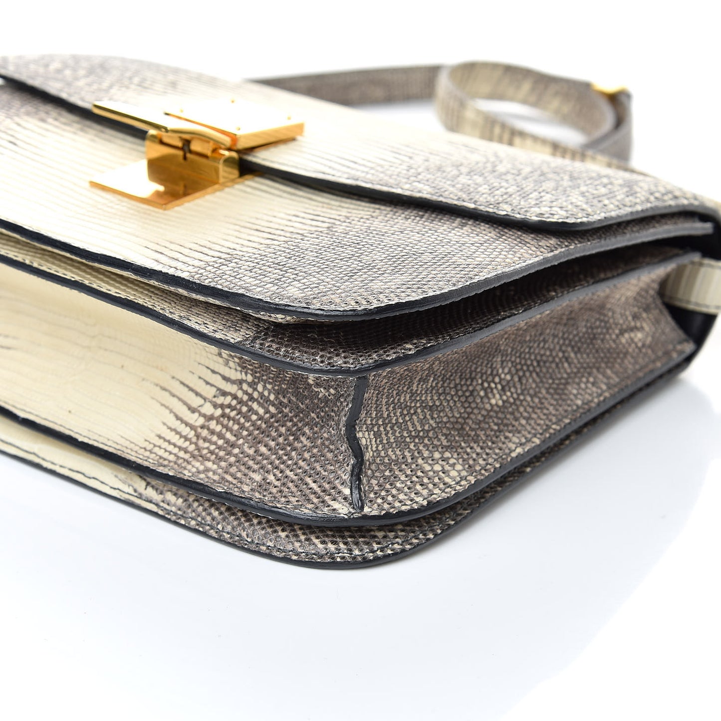 Lizard Medium Classic Box Flap Bag Natural