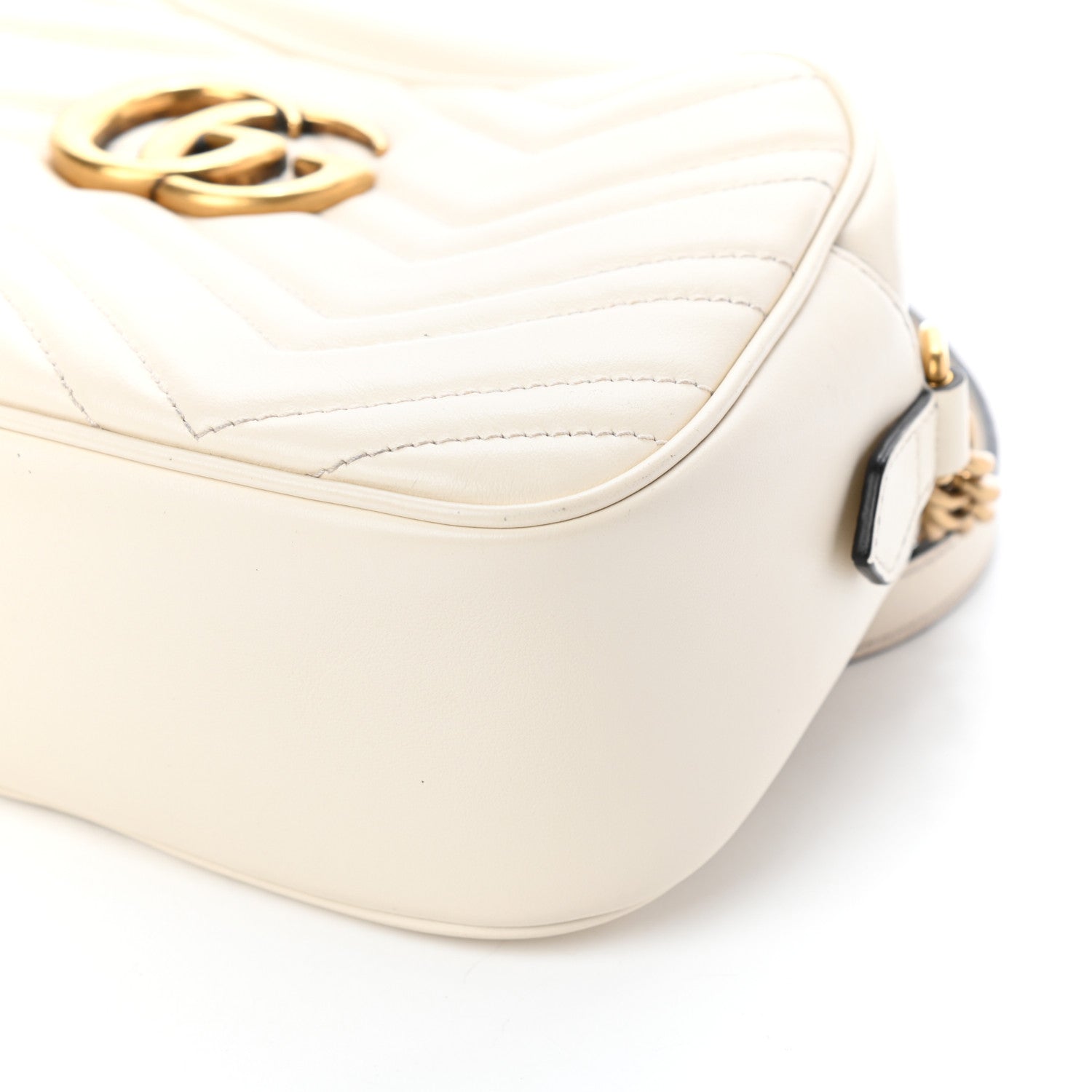 Gucci Calfskin Matelasse Small GG Marmont Chain Shoulder Bag White 9 of 9