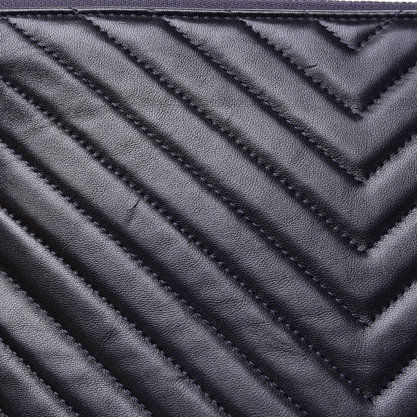 Calfskin Chevron Studded Quilted Medium Cosmetic Case Navy