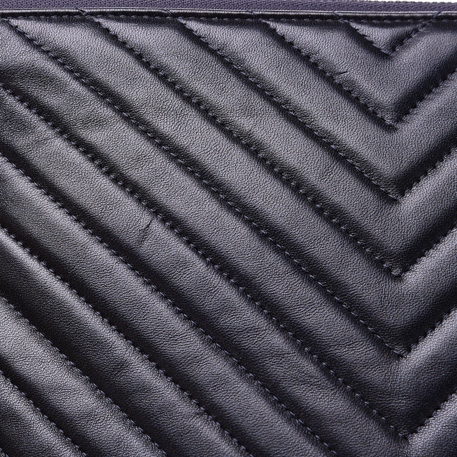 Chanel Calfskin Chevron Studded Quilted Medium Cosmetic Case Navy 8 of 11