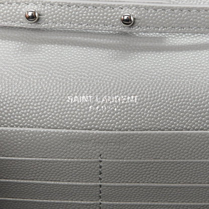Saint Laurent Grain De Poudre Tri-Quilt Monogram Chain Wallet Fog 6 of 10