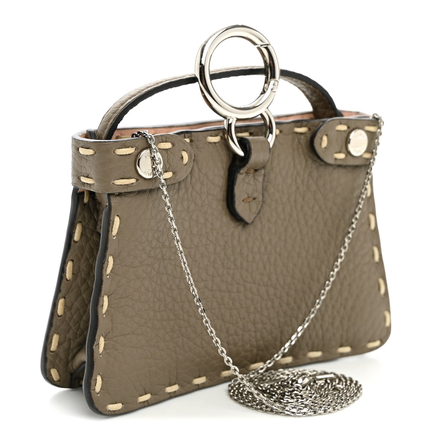 Fendi Vitello Stampa Granata Macro Stitchings Pico Peekaboo Charm Tartufo 3 of 9