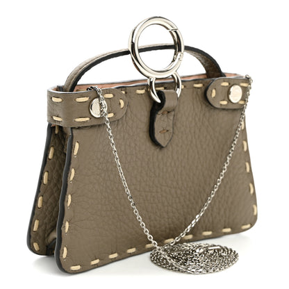 Fendi Vitello Stampa Granata Macro Stitchings Pico Peekaboo Charm Tartufo 3 of 9