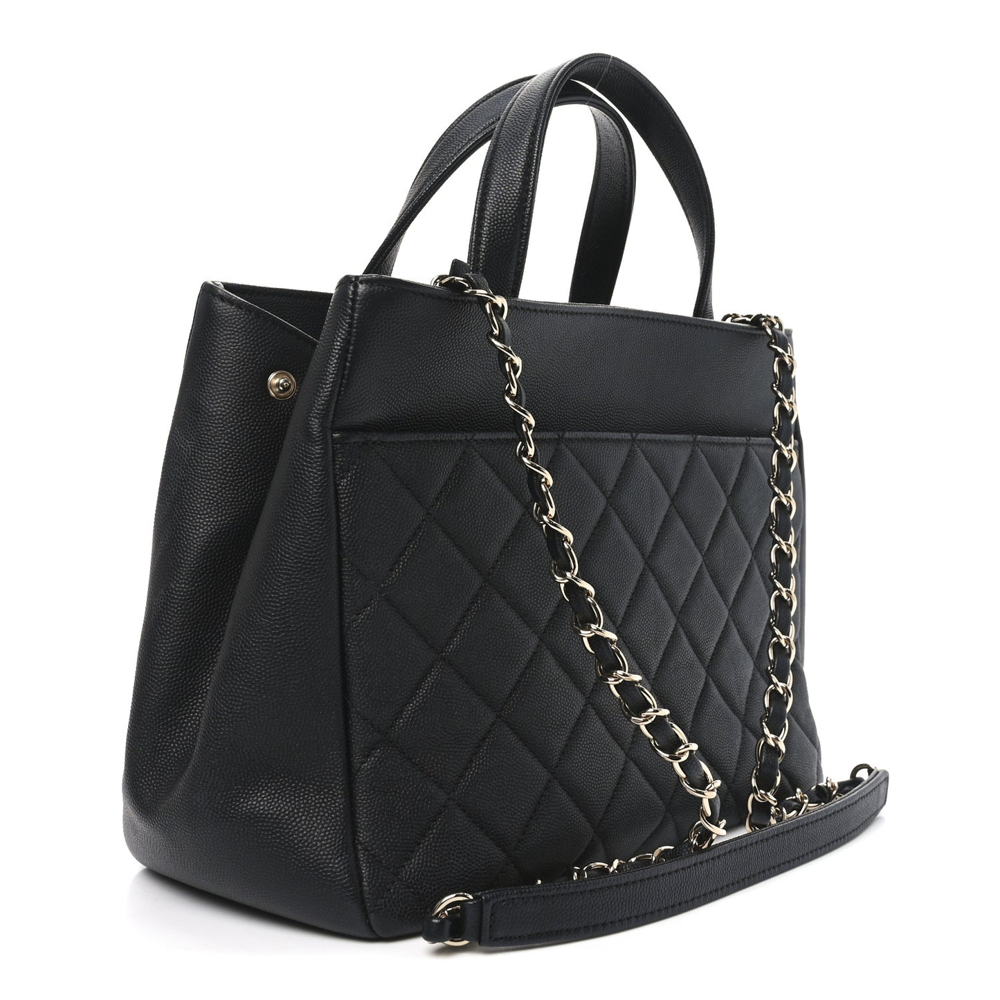 Caviar Quilted Small Business Affinity Shopping Bag Black