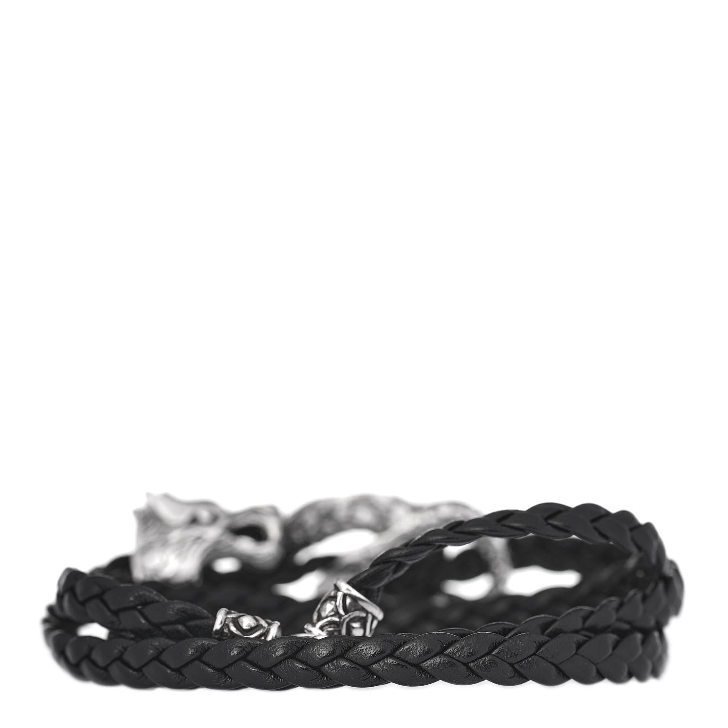 John Hardy Sterling Silver Leather Naga Dragon Triple Wrap Bracelet Black 3 of 5