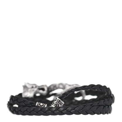 John Hardy Sterling Silver Leather Naga Dragon Triple Wrap Bracelet Black 3 of 5