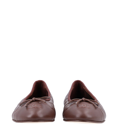 Chanel Lambskin Quilted CC Cap Toe Ballerina Flats 40 Dark Brown 3 of 9