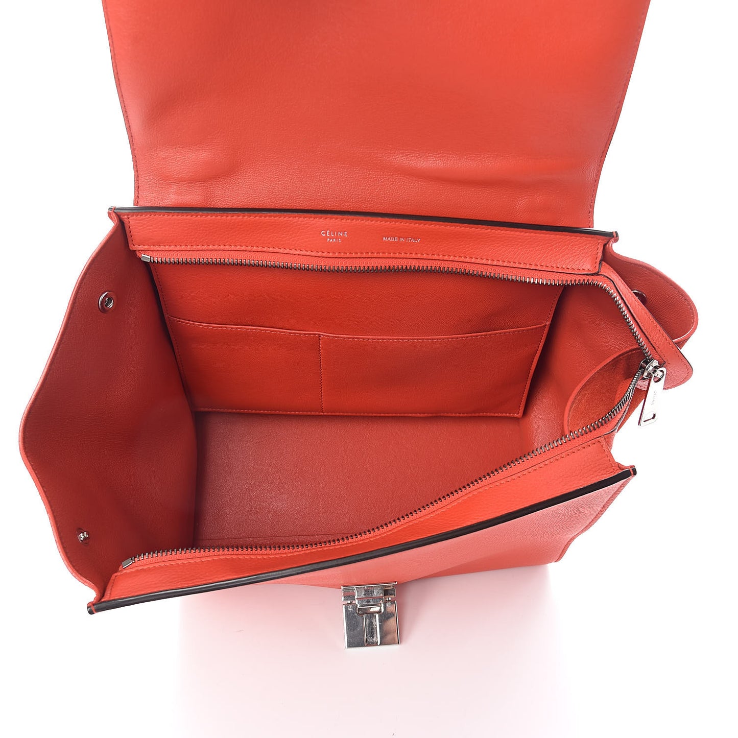 Drummed Calfskin Suede Small Trapeze Vermillion