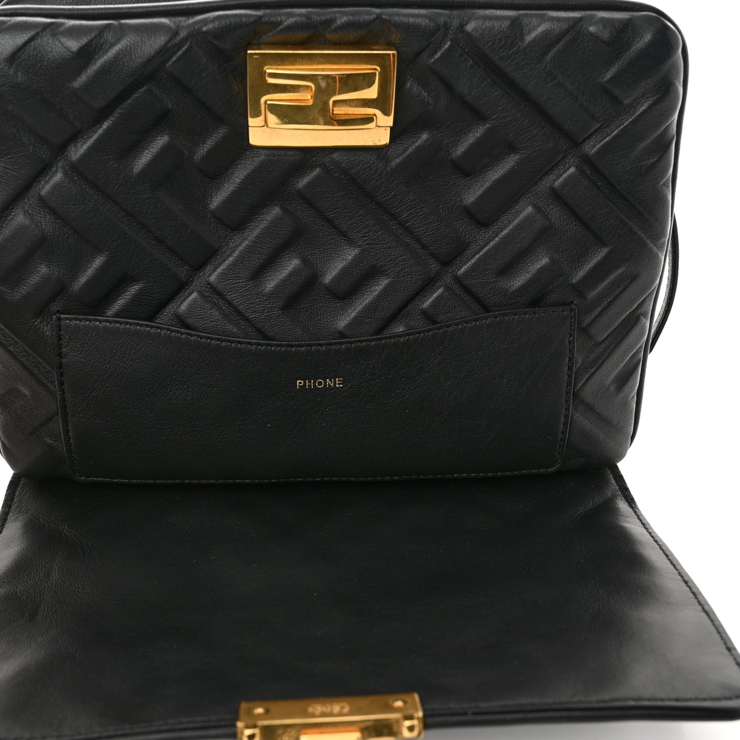 Nappa FF 1974 Diagonal Embossed Upside Down Belt Bag Black