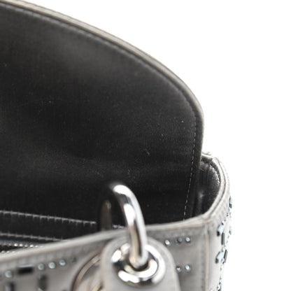 Christian Dior Satin Crystal Cannage Mini Lady Dior Gray 11 of 12