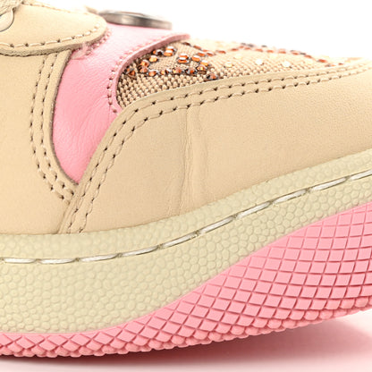 Gucci Calfskin GG Supreme Crystals Web Screener Sneakers 38 Beige Ebony Wild Rose 11 of 15