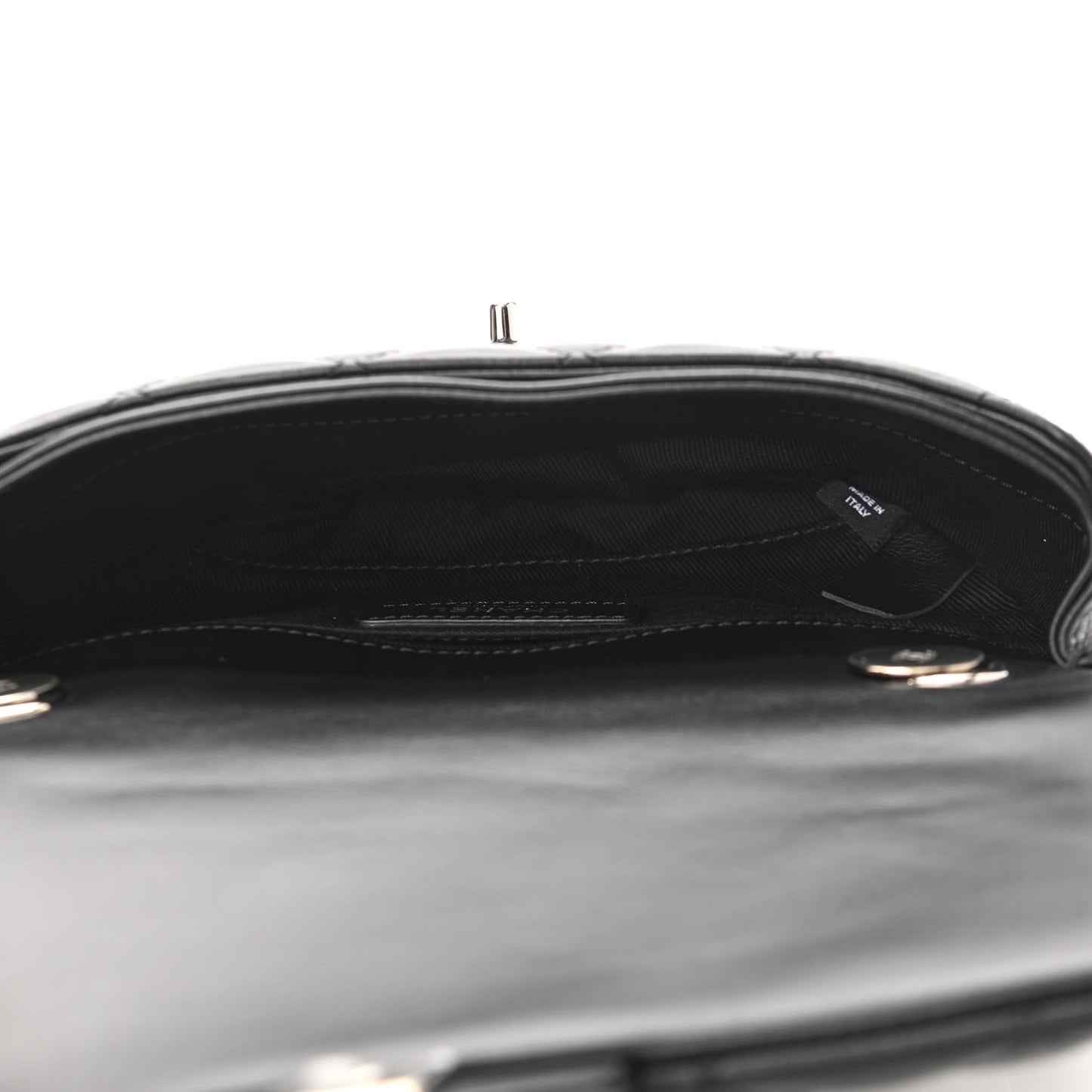 Calfskin Quilted CC Uniform Flap Belt Bag Black