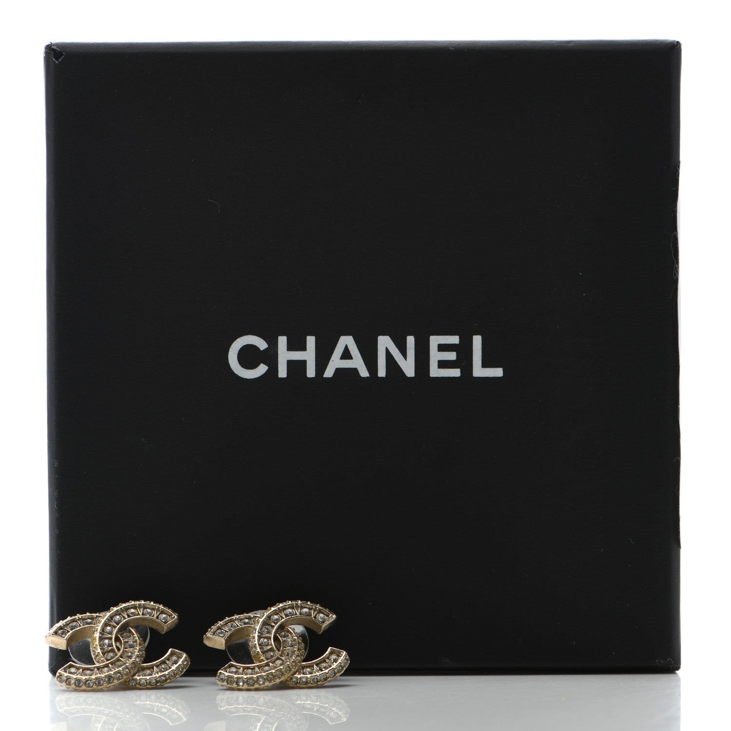 Chanel Crystal Timeless CC Earrings Light Gold 6 of 6