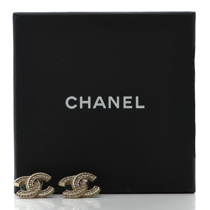 Chanel Crystal Timeless CC Earrings Light Gold 6 of 6