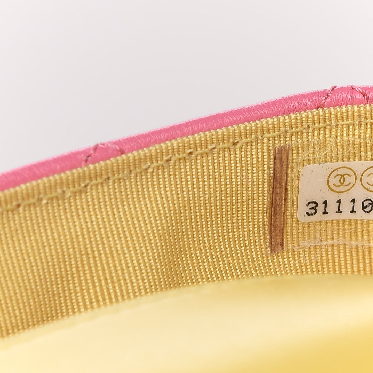 Lambskin Quilted Glasses Case With Chain Pink Yellow
