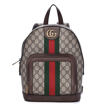 Gucci GG Supreme Monogram Calfskin Web Small Ophidia Day Backpack Beige Ebony New Acero 1 of 13