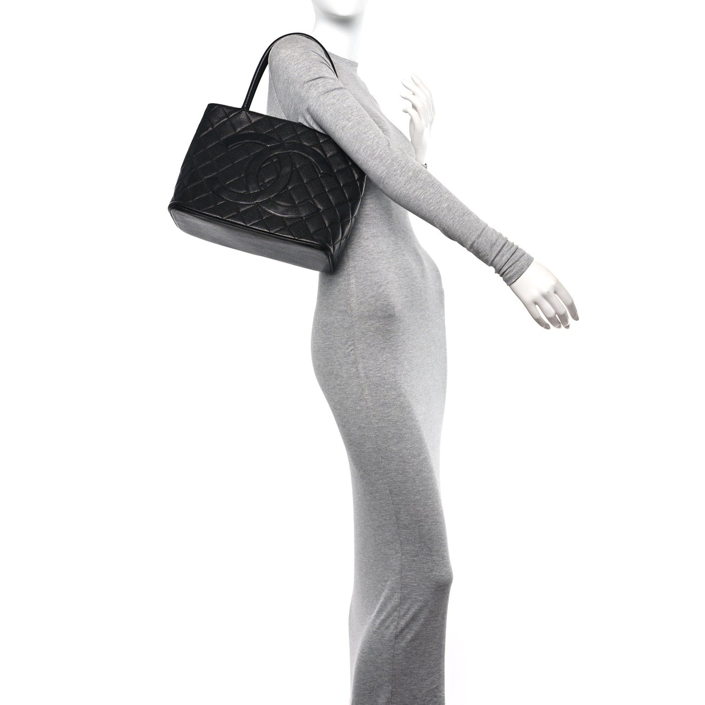 Caviar Quilted Medallion Tote Black