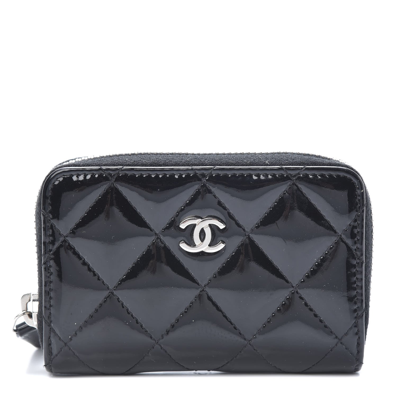 Chanel Patent Calfskin Quilted Zip Coin Purse Black 1 of 8