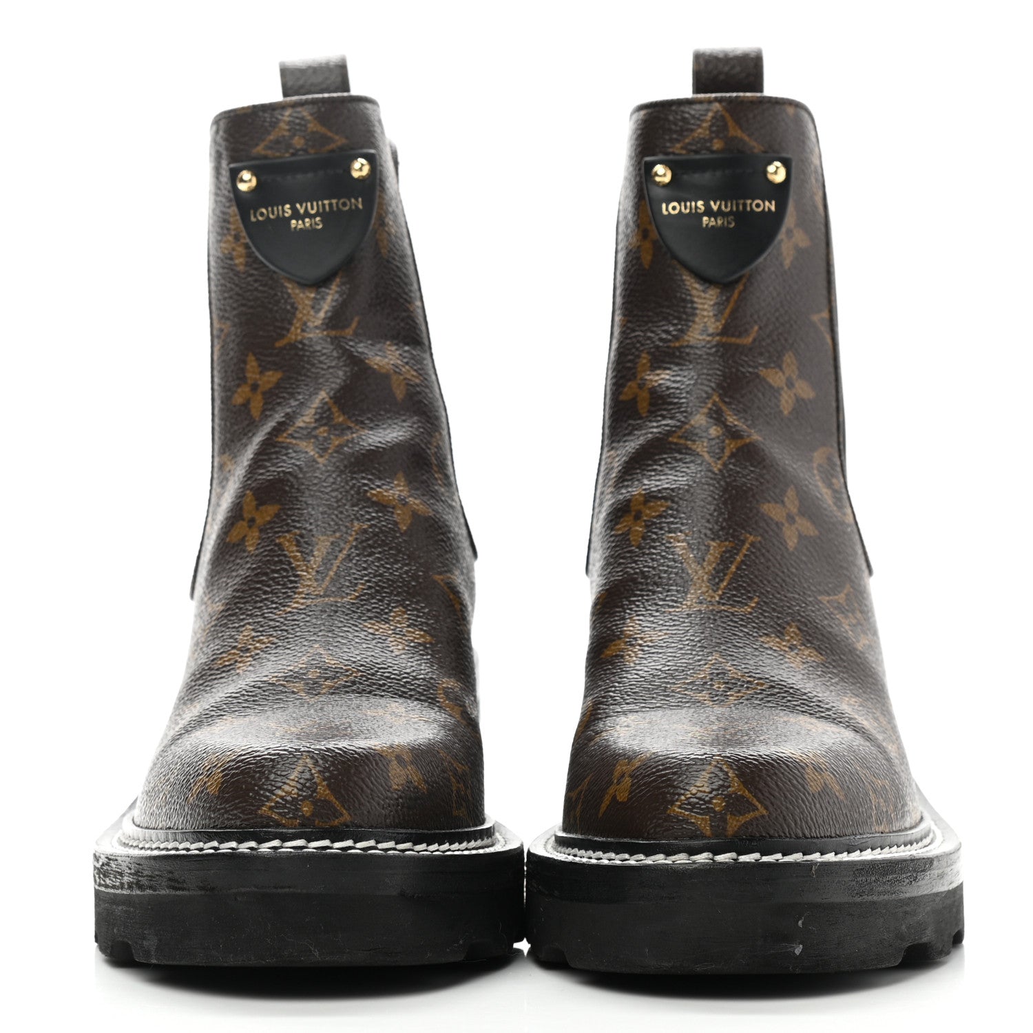Louis Vuitton Patent Monogram LV Beaubourg Ankle Boots 37.5 Black 2 of 8