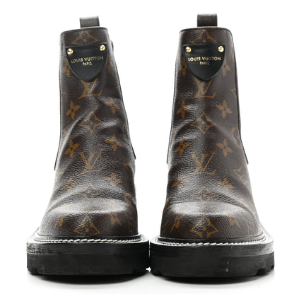 Louis Vuitton Patent Monogram LV Beaubourg Ankle Boots 37.5 Black 2 of 8