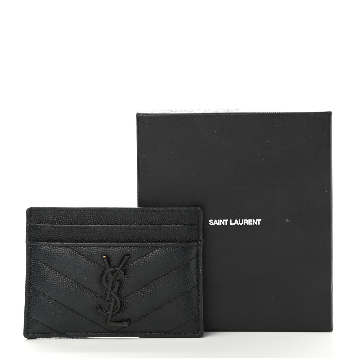 Grain De Poudre Matelasse Chevron Monogram Credit Card Case Black