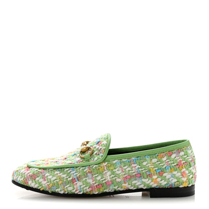 Gucci Tweed Multicolor Malaga Kid Horsebit Womens Jordaan Loafers 35.5 Green Multicolor 1 of 10