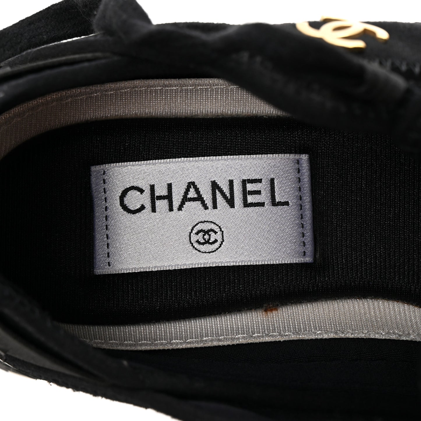 Velvet Calfskin Mixed Fibers CC Sneakers 36 Black