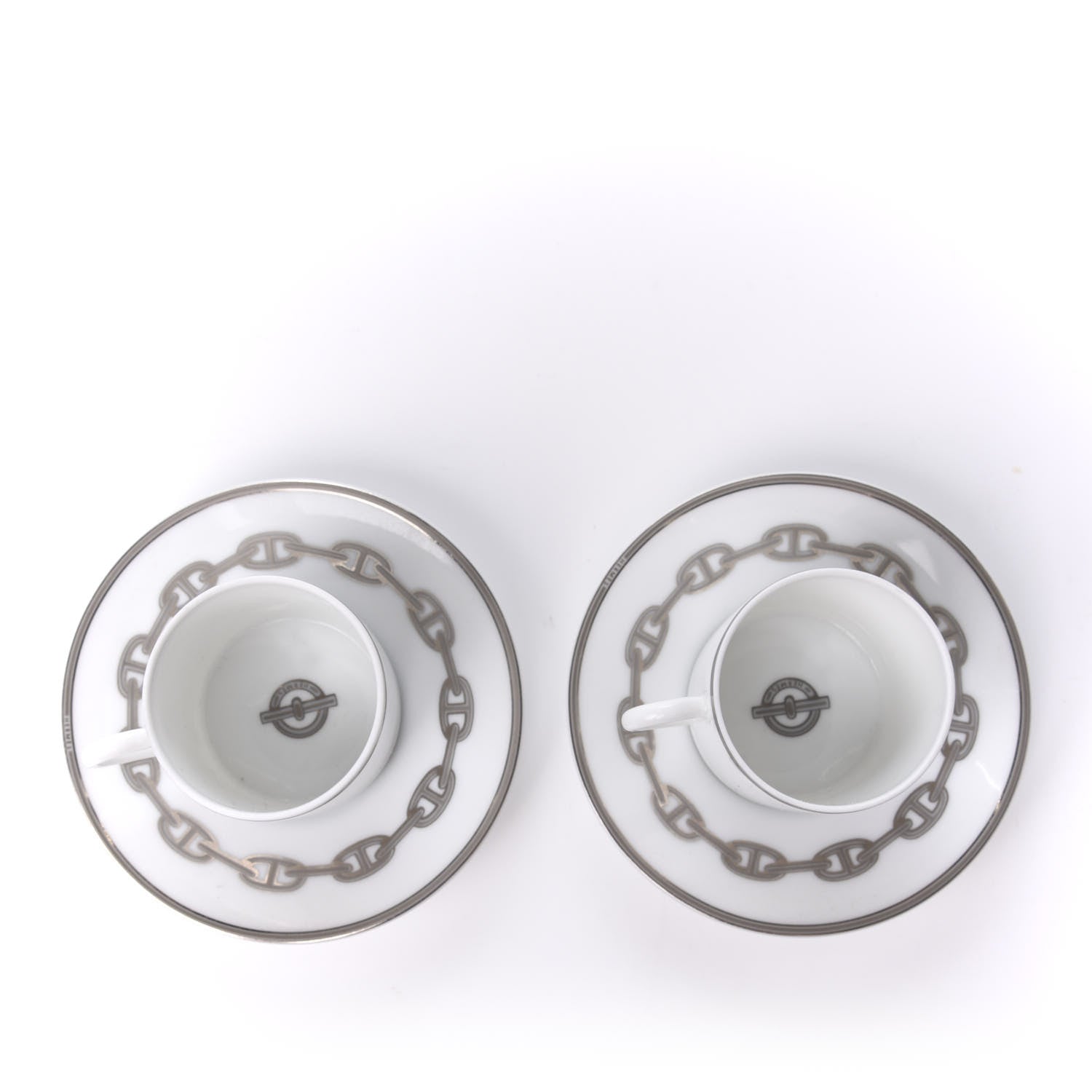 Hermes Porcelain Platinum Chaine d'Ancre Tea Cup and Saucer Set of 2 3 of 7