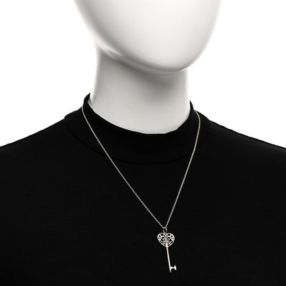 Tiffany Sterling Silver Blue Sapphire Enchant Heart Key Pendant Necklace 2 of 5