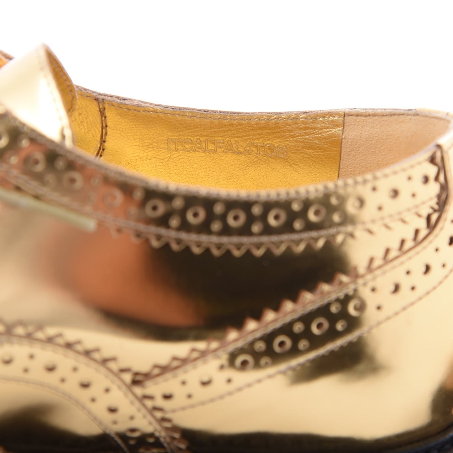 Metallic Calfskin Gennie Zig Lace Up Oxfords 38.5 Antique Gold