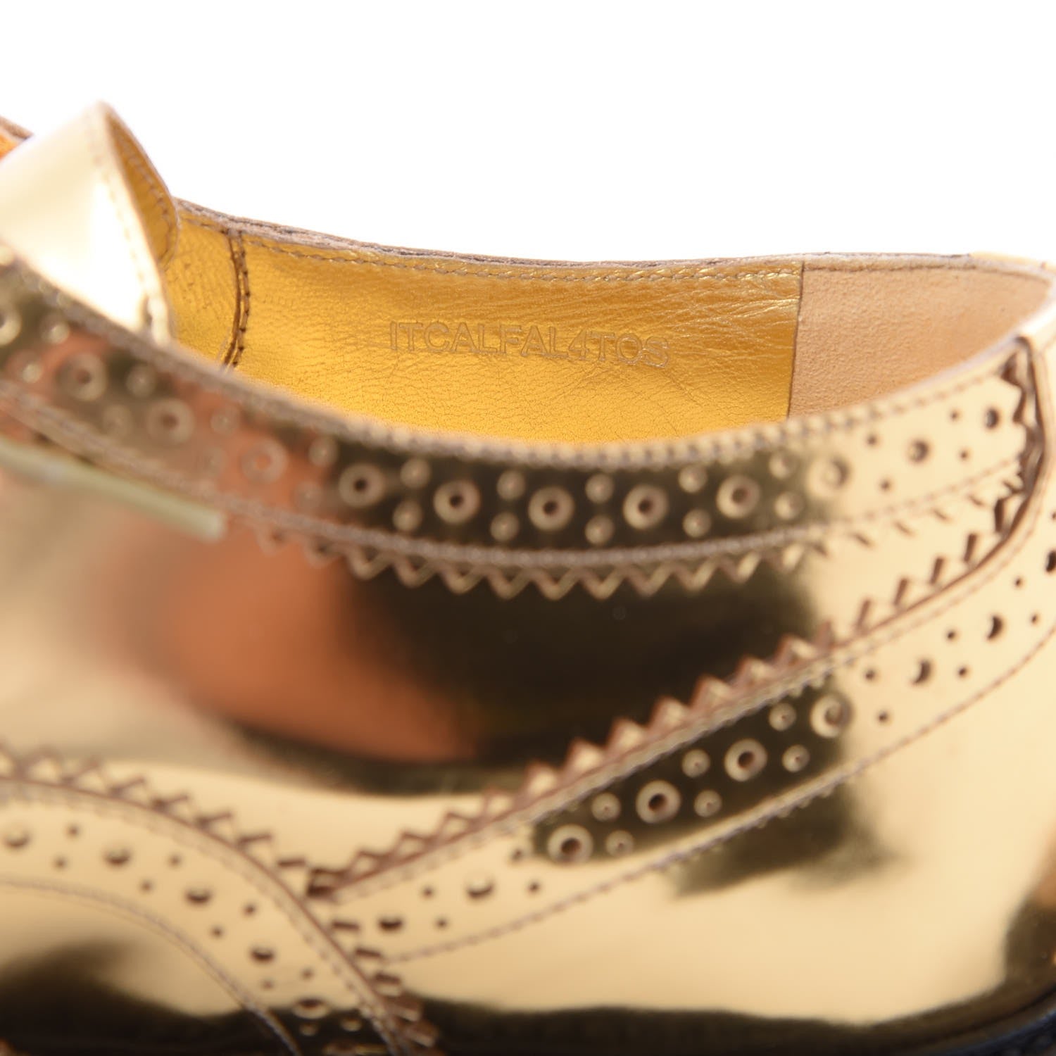 Burberry Metallic Calfskin Gennie Zig Lace Up Oxfords 38.5 Antique Gold 10 of 11