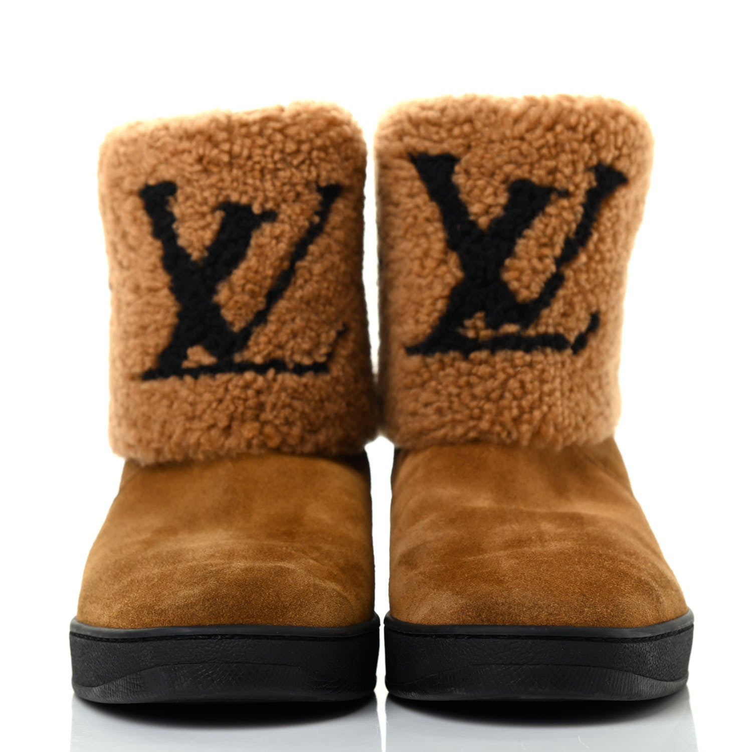 Louis Vuitton Suede Calfskin Shearling Snowdrop Flat Ankle Boot 39 Cognac 2 of 5